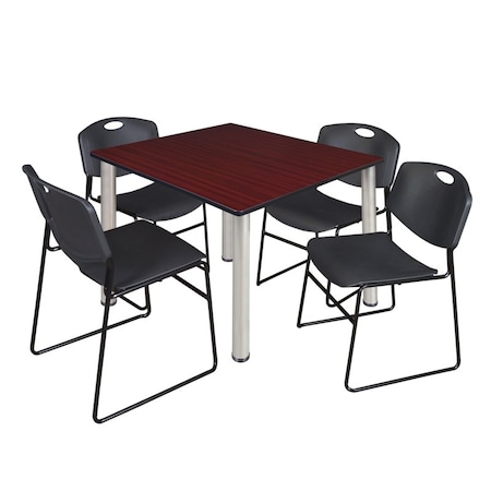 Regency Kee Square Table & Chair Set, Wood, Metal, Polypropylene Top TB4848MHBPCM44BK